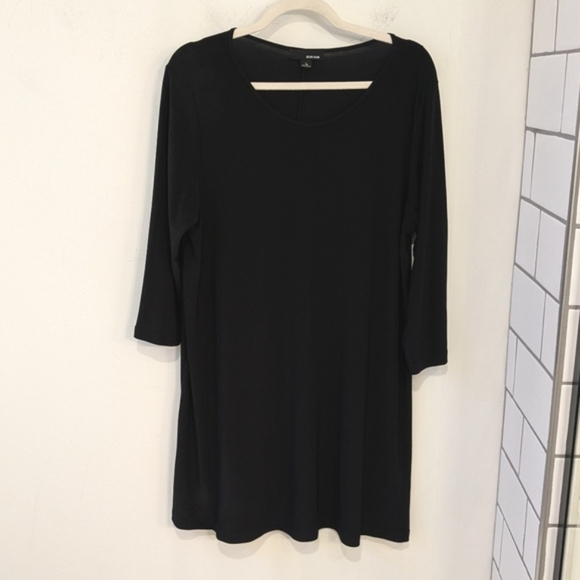 Sun Kim Women's Black Stretch Knit Shift Dress Womens Large Lagenlook Minimalist - Picture 1 of 5